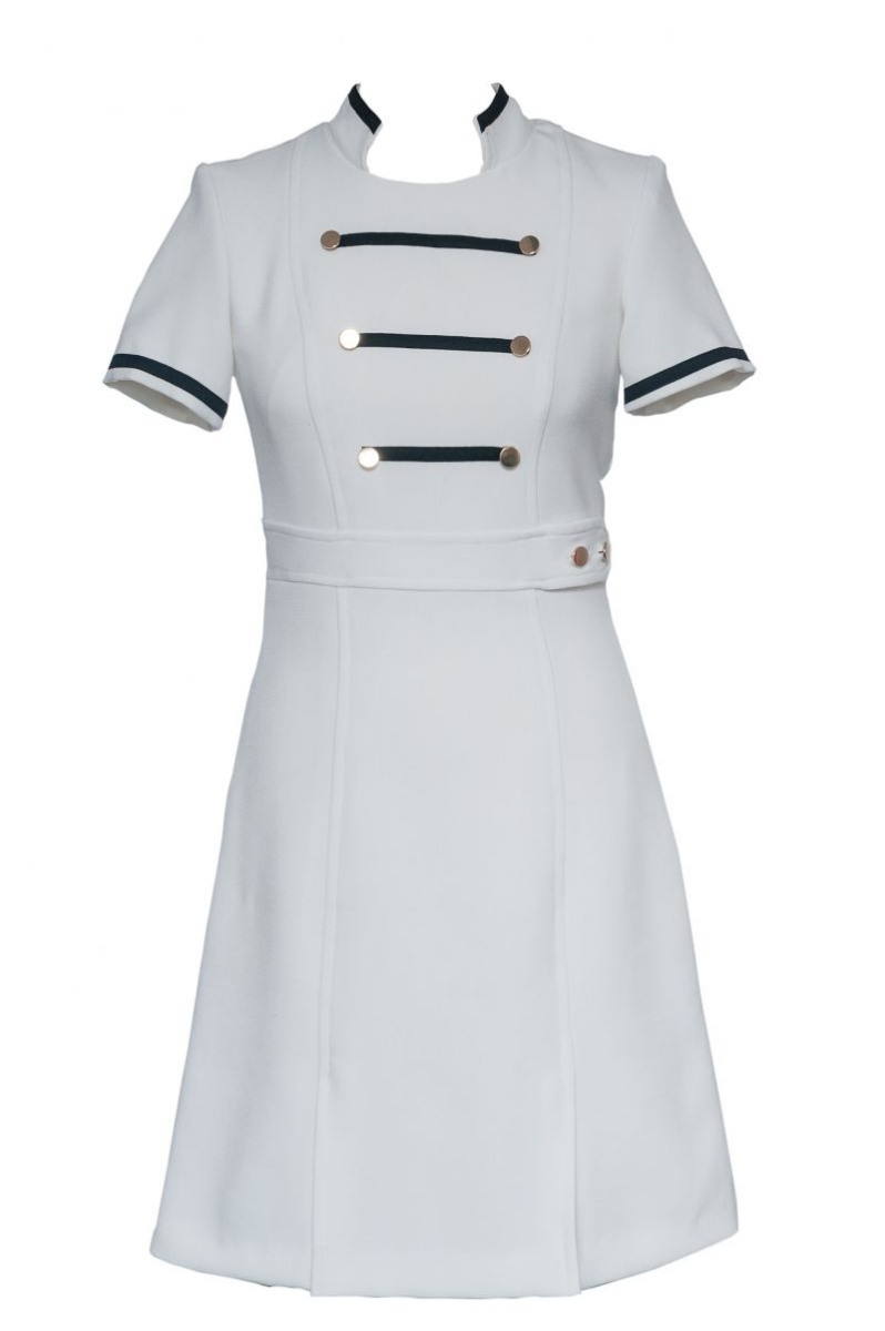 vestido militar blanco y negro